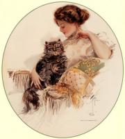 Harrison Fisher - Woman with Cat